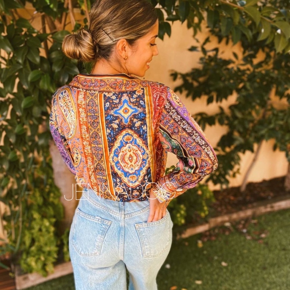 NWT Zara Cropped Print Top - Picture 5 of 15